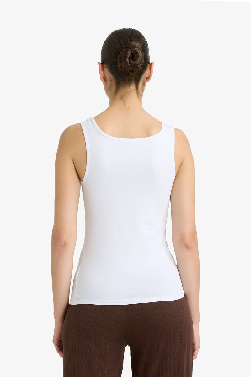 DeFacto White Woman Regular Fit Cotton Tank Top Casual - Image 5